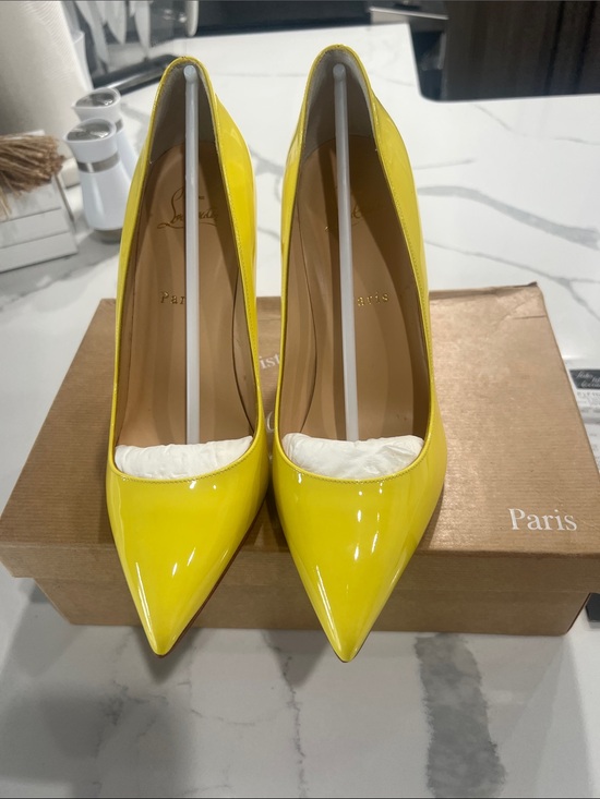 Christian Louboutin Shoes - Christian Louboutin Yellow Patent Pointed Toe Pumps